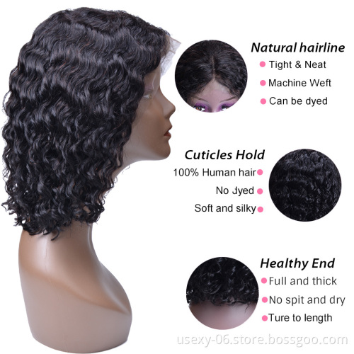 Wholesale Bob Wig Vendor 100% Malaysian Hair Wig 150% 180% Density 613 Bob Style 4*4 Closure Front Lace Wig Deep Wave